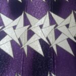 Italian Jacquard Silk Fabric Deep Purple - Geometric Design with High Quality Swaroski Crystal Stones