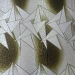 Italian Jacquard Silk Fabric Golden Color- Geometric Design with High Quality Swaroski Crystal Stones