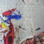 Italian Jacquard Silk Fabric Ivory Color Modern Abstract Design with High Quality Swaroski Crystal Stones