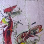 Italian Jacquard Silk Fabric Pink Color Abstract Design with High Quality Swaroski Crystal Stones