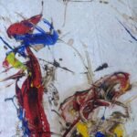 Italian Jacquard Silk Fabric White Color Abstract Design with High Quality Swaroski Crystal Stones Work