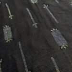 Top Quality Metallic Chiffon Fabric Artfully Embellished with High Grade Stones - Black