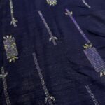 Top Quality Metallic Chiffon Fabric Artfully Embellished with High Grade Stones - Color  Navy Blue