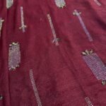 Metallic Chiffon Fabric Deep red Color
